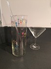 RETRO HANDPAINTED GLASS TALL MARTINI PITCHER +SWIZZLE STICK VINTAGE BAR WAS $100 — photo 10