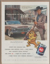 1958 AC OIL FILTER Dale Robertson Original Vintage Color Promo Ad