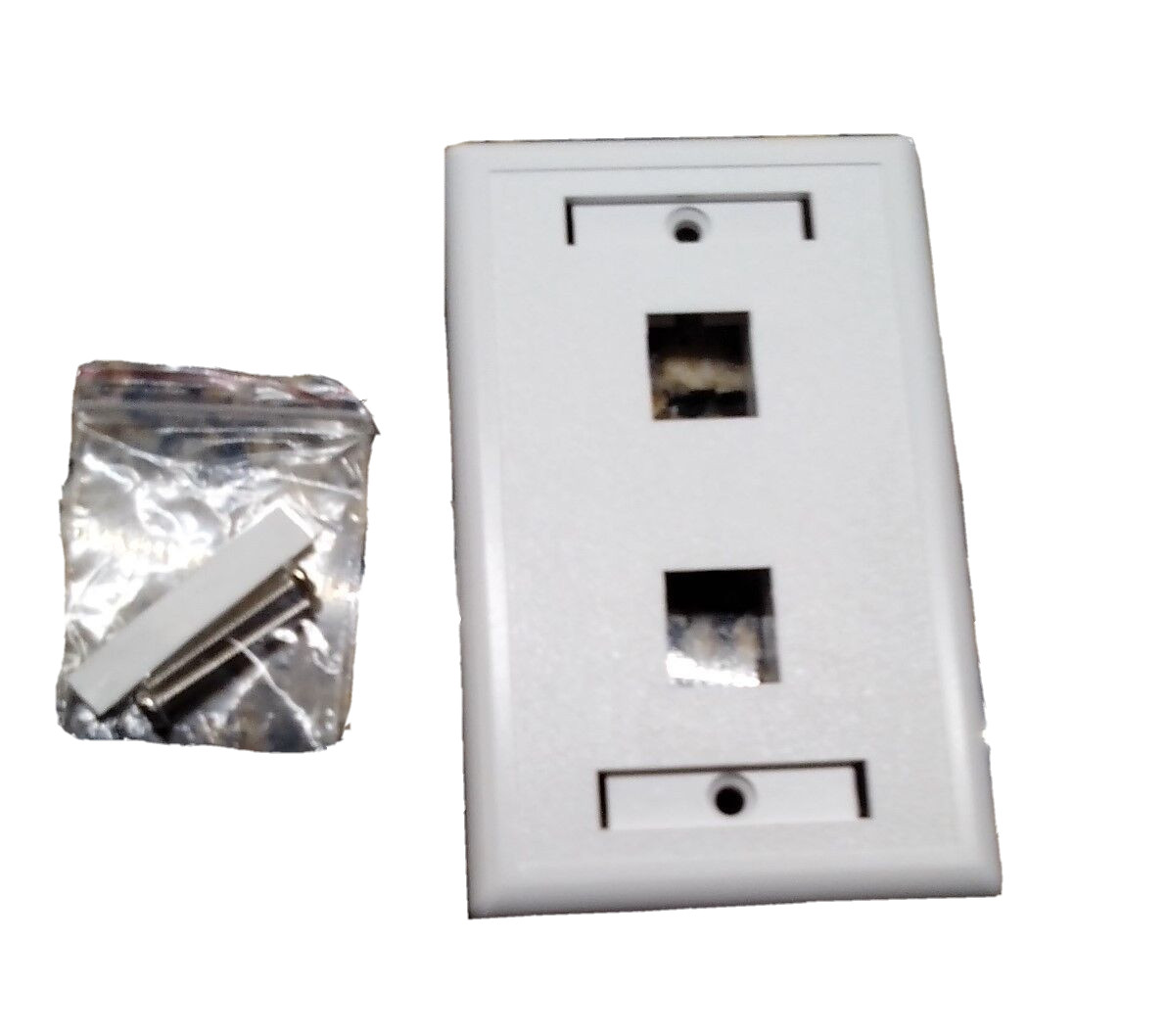 2 Port Keystone Faceplates White with Label Windows Cat5e 50-Pack