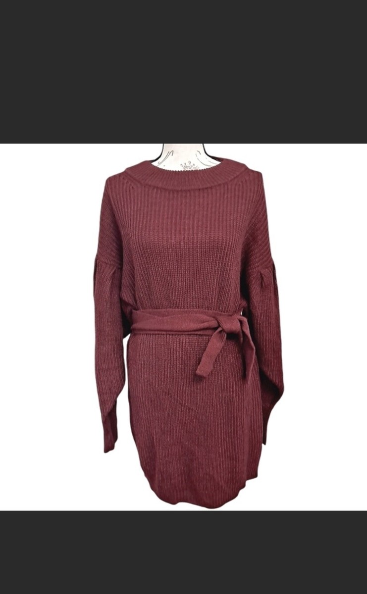 burgundy oversized sweater dress Agnes Orinda Women's Plus Size Sweater Dress Long Sleeve Knit Pullover Short Dresses 2X Burgundy, Size: 2XL, Black