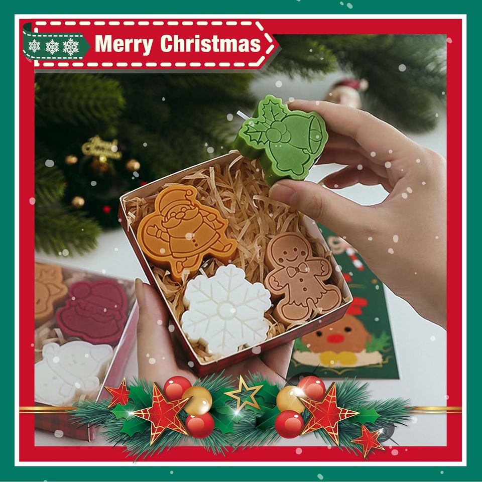 Scented Candles Set, 4 Pieces Christmas Candles Set, Christmas Scented