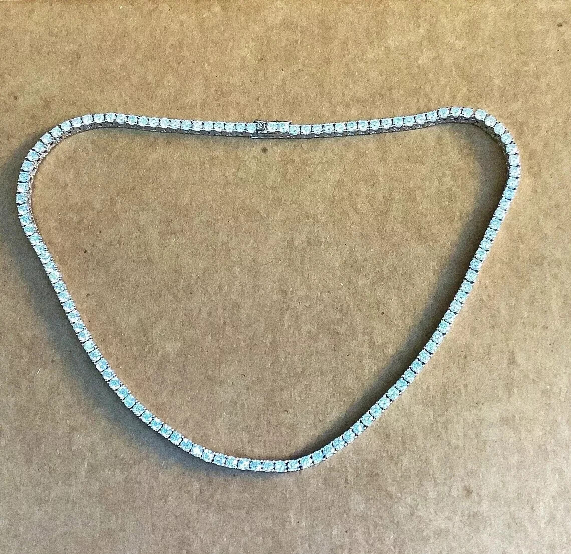 3MM 18 Inch 14K White Gold Plated Lab Diamond Tennis Choker Necklace