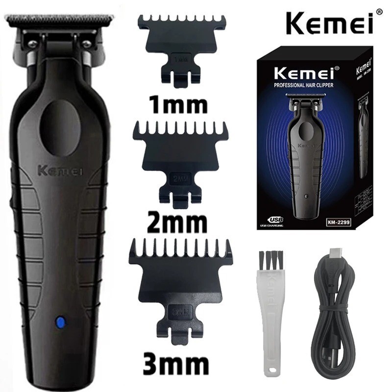 Tondeuse de finition Kemei 2299 avec lame 0mm et batterie longue autonomie pour homme