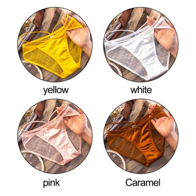 Fashion Briefs Female Panties Hip Lift White Hollow Woman Yellow