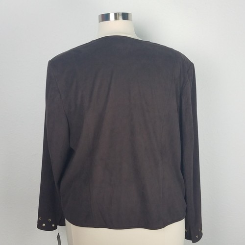 INC International Concepts Faux Suede Jacket 3X Brown Open Front Cardigan New - Picture 2 of 9