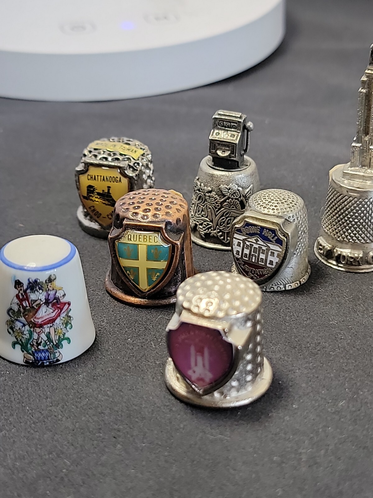 Lot of 12 Pewter, Copper, Ceramic Thimble New York City Helen Los