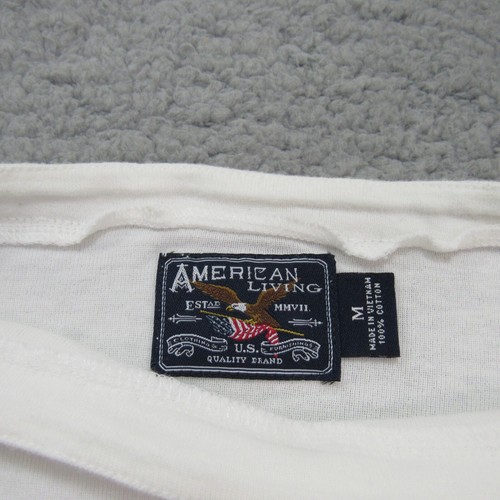 American Living Women's Size M Boat Neck Blouse White and Blue - Imagen 4 de 9