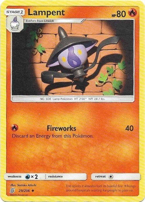 Lampent 29/236 Uncommon Unified Minds Pokemon Near Mint
