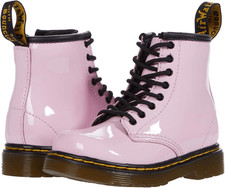 Dr. Martens Kids Girl Boots Patent Leather Lace Up Pastel Pink 10