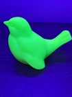 Fenton Uranium Glass Bird Figurine Satin Custard Green UV Glow Vintage