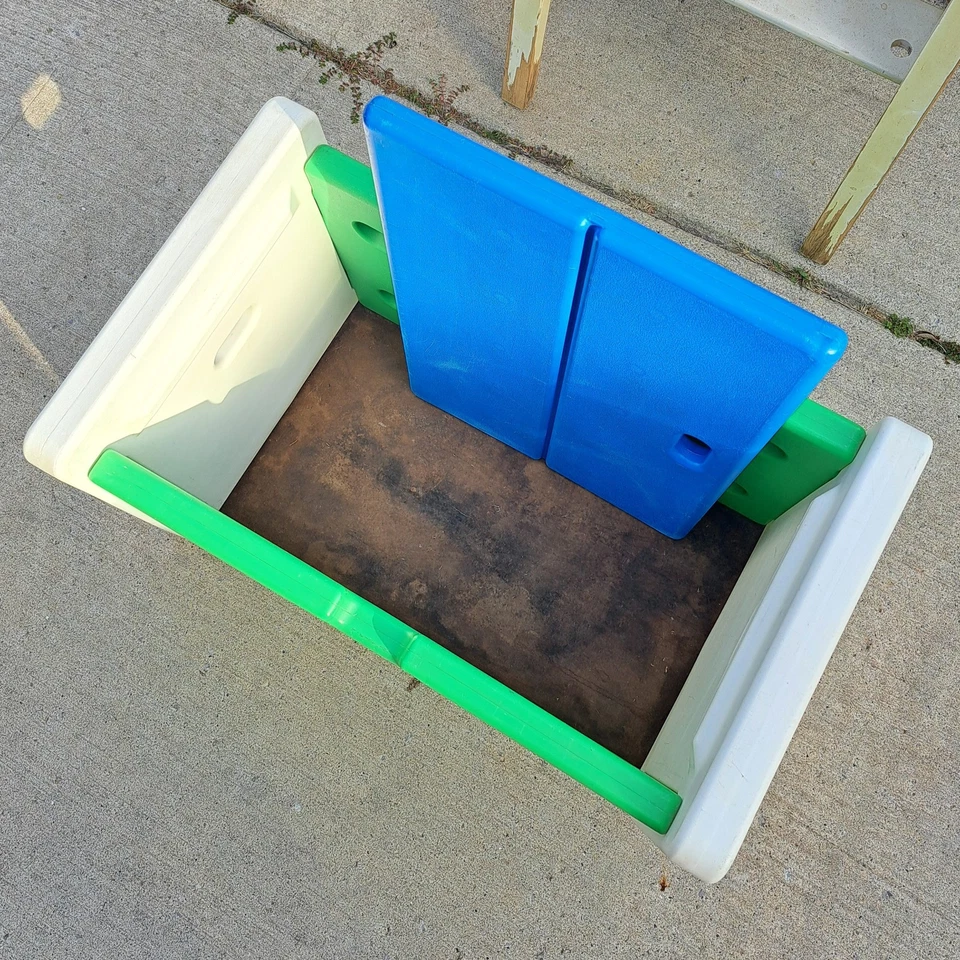 Vintage Little Tikes Full Size Toy Box Storage Chest w/ Lid Green Blue 1970s 80s - Image 4 of 4
