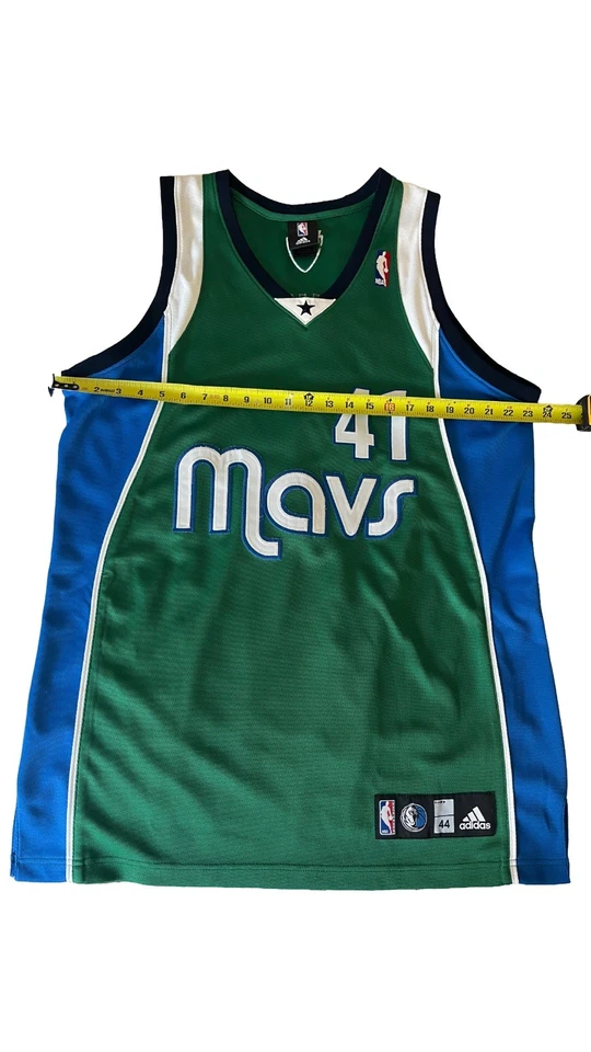 Camiseta Adidas Auténtica Dallas Mavericks Dirk Nowitzki Talla 44 L Para Hombre De Colección Foto 3 de 4