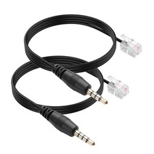 2 PCS RJ9 To 3.5mm Headset Adapter Cable 0.8M/2.6FT Male Cell Phone Android
