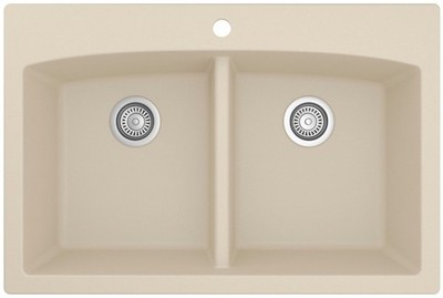 Karran USA QT-710 Drop-in Quartz/Granite 33'' 1-Hole 50/50 Double - Beige