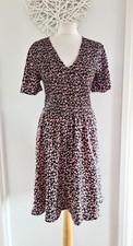Ladies New Look Black Pink Shirred Fit & Flare Summer Mini Dress Size 18 BNWT