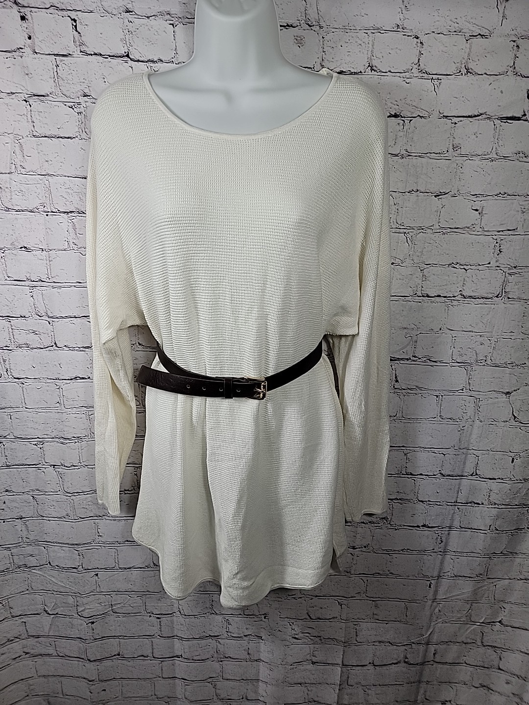 Michael Kors Basic Knit Long Sweater Split Hem Iv… - image 1