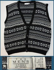 Vintage 70s-80s The Mens Store Sears Acrylic Sweater Cardigan Vest Sz L Made USA