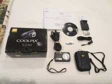 Nikon Coolpix S230 Digital Camera 10.0MP Black W/case Battery Charger WORKS