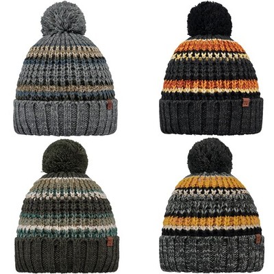 Barts Herren Goser Bommel Mix Strick Warm Winter Beanie Bommelmütze