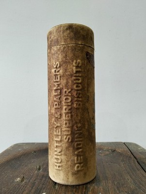 Vintage Huntley & Palmers Werbekarte Kekstrommel - Lesung 30er/40er Jahre