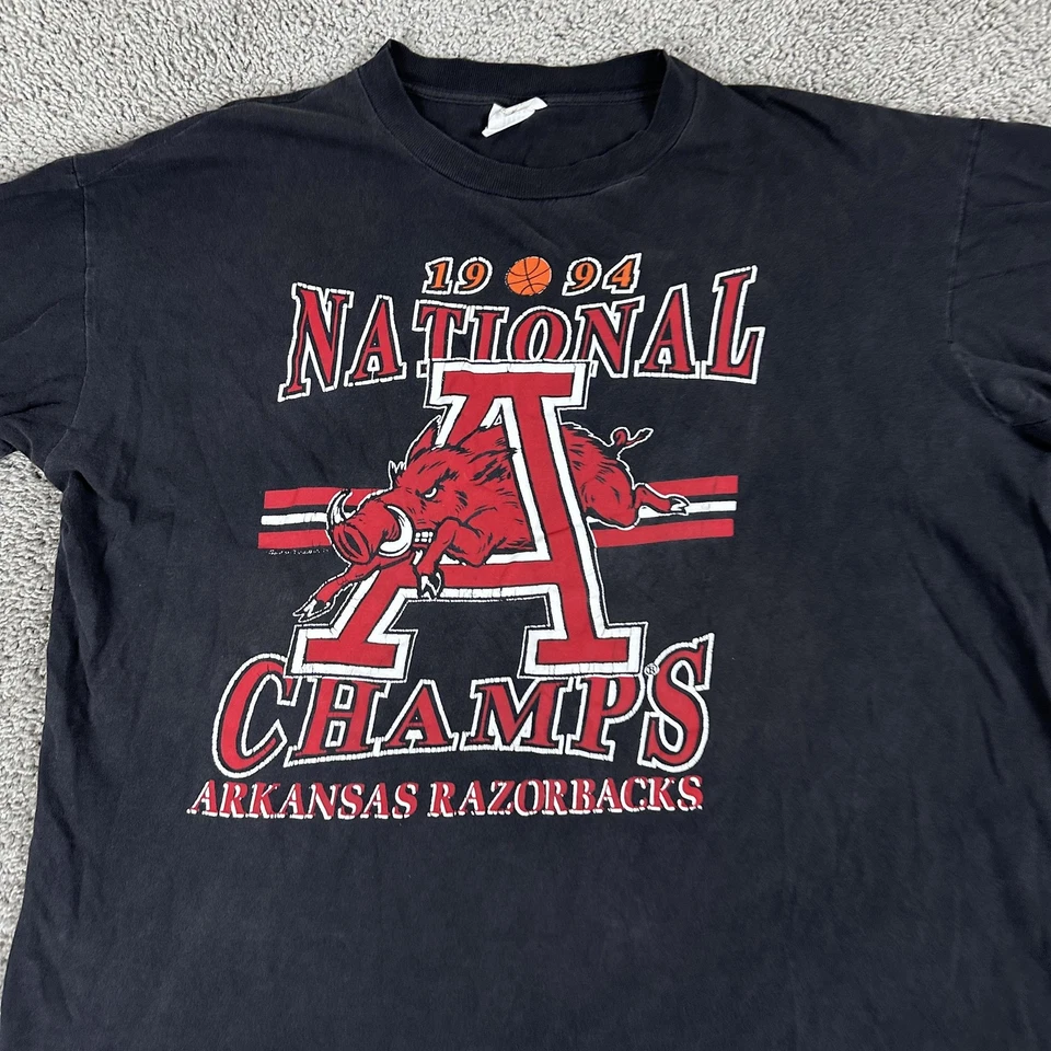 Vintage Arkansas Razorbacks Shirt Mens 2XL NCAA Basketball 1994 Natl Champs 90s - Image 3 of 4