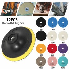 12Pcs Diamond Polishing Pads Wet Dry 4 inch Set Tool For Granite Concrete Marble