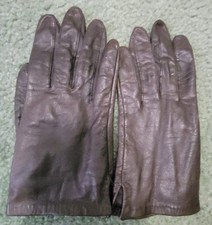 Vintage Aris Dark Brown Leather Lightly Lined Gloves