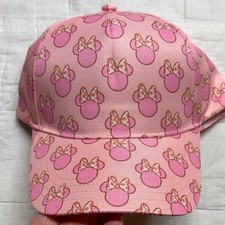 Disney Minnie Mouse All-Over Print Pink Baseball Cap Hat NWT Kids Girls Bows