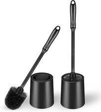 2 Pack Toilet Bowl Brush with Holder Durable Bristles Compact Bathroom Cleaning