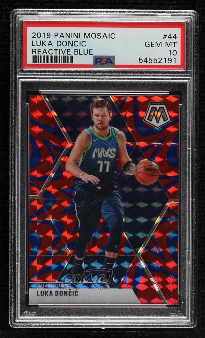 2019-20 Panini Mosaic Reactive Blue Prizm Luka Doncic #44 PSA 10 GEM MT 9l4