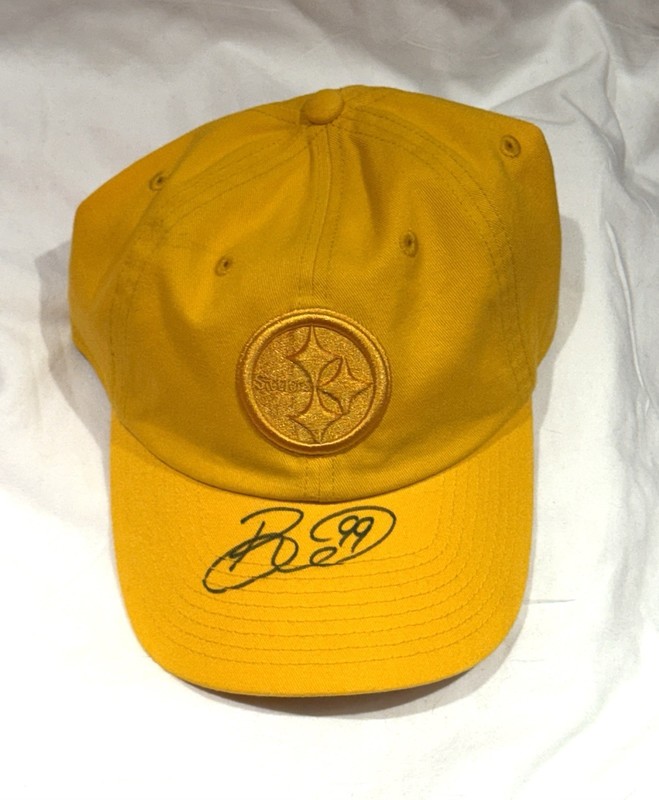 Brett Keisel Da Beard Autograph Pittsburgh Steelers Yellow Hat Signed