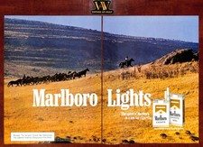 1981 Marlboro Lights Cigarettes Vintage Print Ad 2p - Marlboro Man Horses