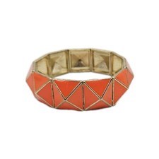 Orange enamel Bracelet Retro 3D Beaded Stretch One Size Geometric OSFM One Size