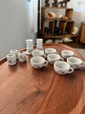 Cute Vintage Miniature Porcelain Tea or Coffee Set - Floral Pattern