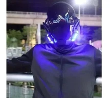 Cyberpunk Mask Sci-Fi Helmet LED Lights Gaming Cosplay New