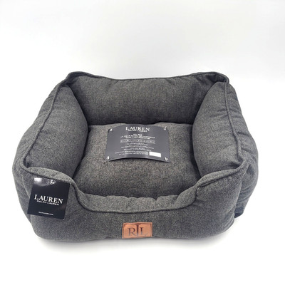 Ralph Lauren Deluxe Pet Bed Dog Bed Cat Bed Dark Gray 24''x 20''x 10'' NEW