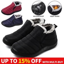 Mens Winter Warm Faux Fur Lined Waterproof Non-slip Snow Ankle Boots Shoes