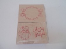 NEW RECOLLECTIONS 3 pc CHRISTMAS Stamp Set Card Making Scrapbook Santa