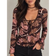 INC Rose Print Top L Coquette Fairycore Whimsigoth Y2K 90s Gothic Fairy Grunge