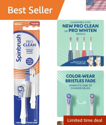 #ad PRO Clean Electric Toothbrush Replacement Heads 2 Count Medium Bristles $14.39