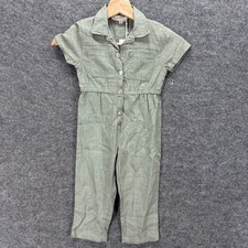 New Jessica Simpson Romper Girls 3T Gray Collared Short Sleeve Button Pockets