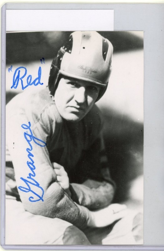 Red Grange Signed Photo Postcard - JSA - Football Hall of Fame