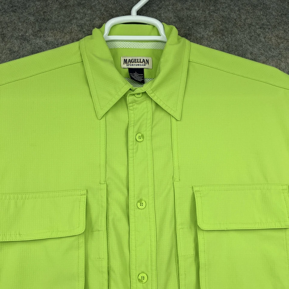 Camisa Magellan Ropa Deportiva Para Hombres Grande Verde Neón Pesca Ventilada Espalda Manga Corta Foto 2 de 4