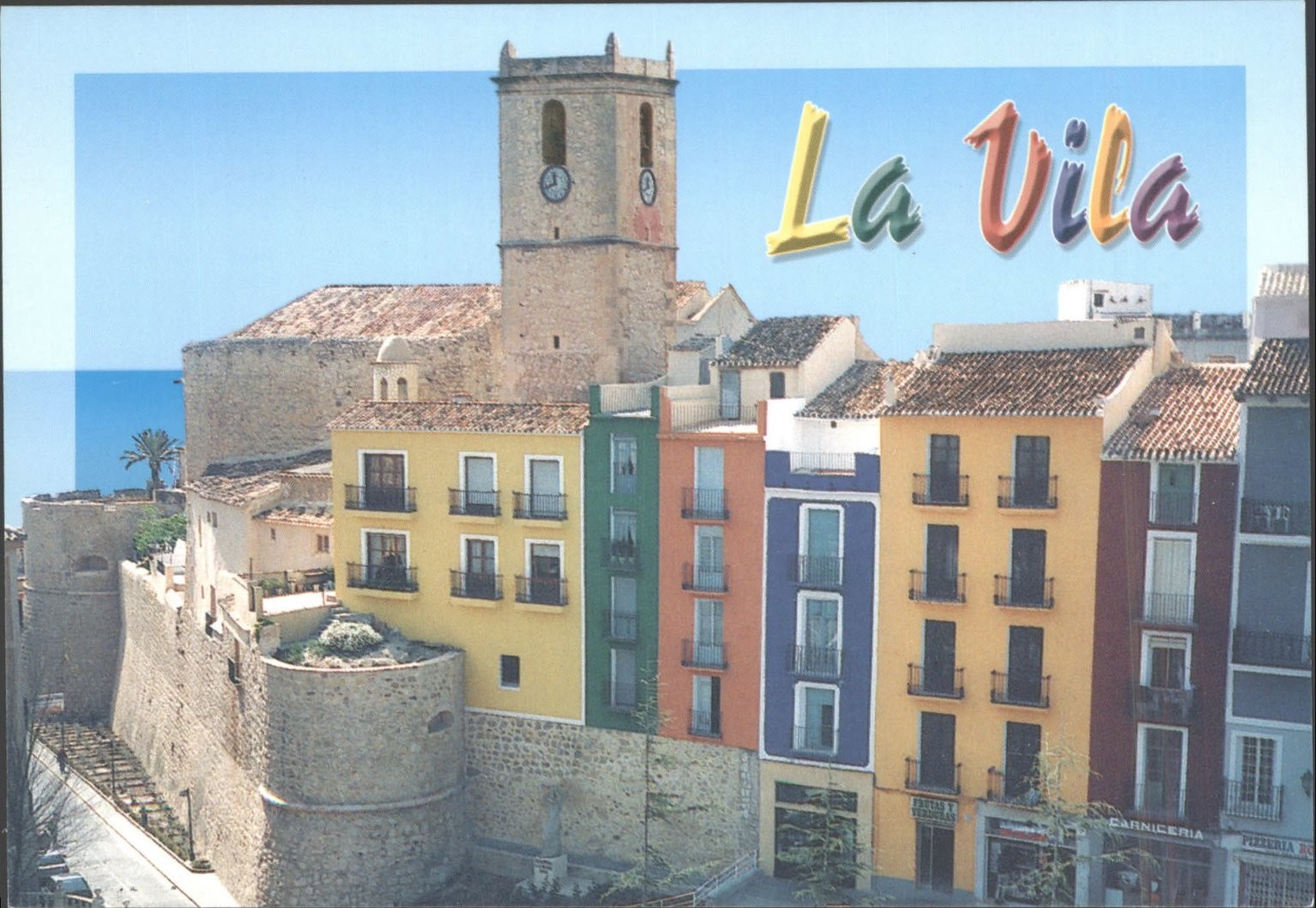 La Vila Joiosa Costa Blanca Spain Colorful Houses Church Postcard