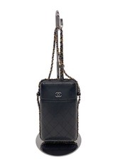 CHANEL Matelass Chain Shoulder Phone Case Leather BLK