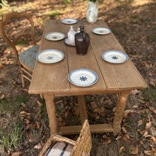 Table de ferme ancienne en chêne massif - Esprit brocante