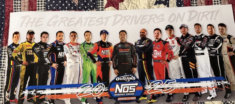 World of Outlaws Sprint Car 2025 Driver Roster Poster