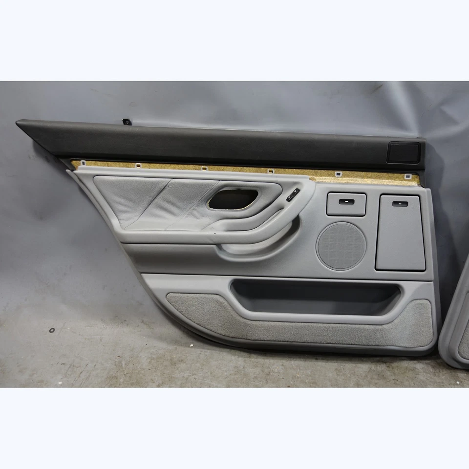 97-01 BMW E38 740iL Rear Interior Door Panel Pair Grey Leather for Sun Shade OEM - Imagem 3 de 4