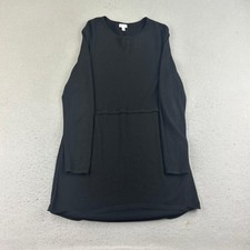 J Jill Sweater Dress Womens Small Black Woolen Long Sleeve Lightweight Pullover