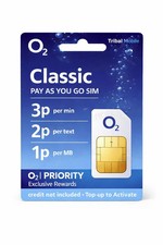 Official O2 Classic Pay As You Go SIM Card – UK - Credit rolls over - 3 in 1 SIM